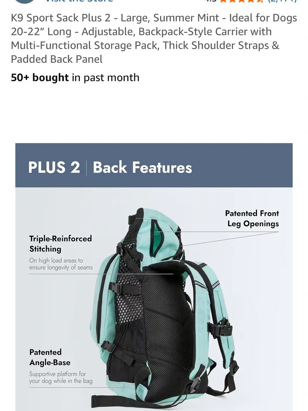 K9 Sport Sack Plus 2 Dog Carrier Backpack - Summer Mint